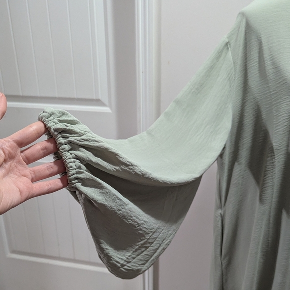 Mint Green Abaya Dress With Bell Sleeves XXL - Picture 3 of 11